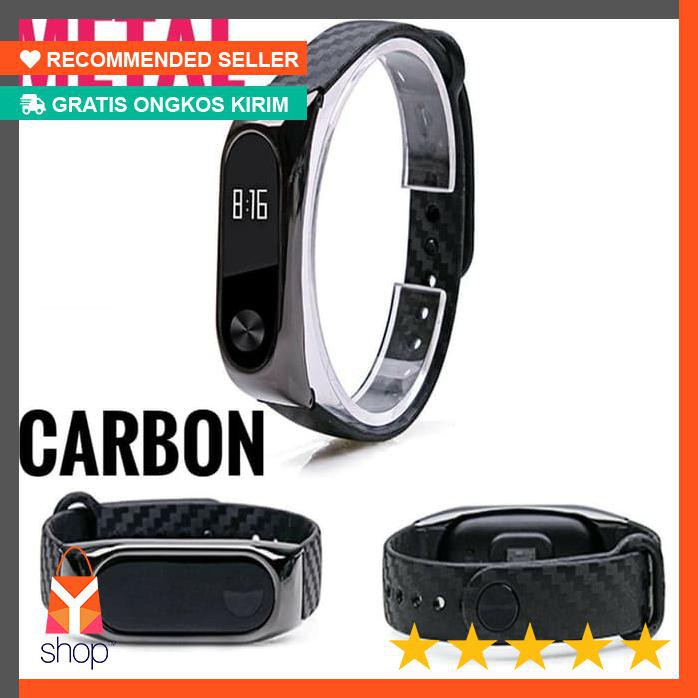 Dây Đeo Thay Thế Chất Liệu Sợi Cacbon Phối Kim Loại Cho Xiaomi Miband 2 Mi Đen