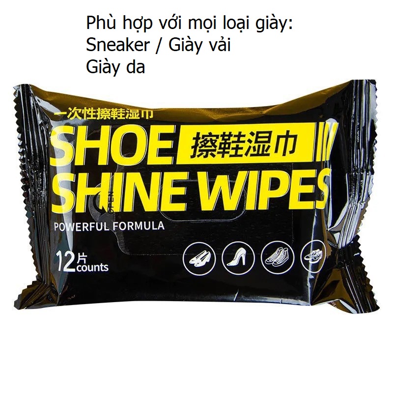 Khăn lau giày Sneaker gói 12 khăn tiện lợi - Quick Wipe phù hợp giày vải và giày da