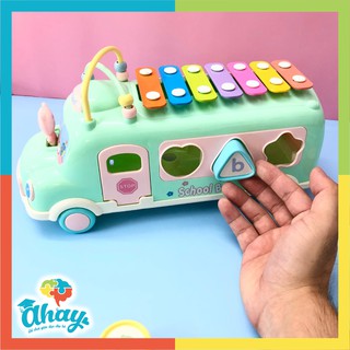Đồ chơi phát nhạc AHAY xe ô tô bus thả hình khối kèm đàn