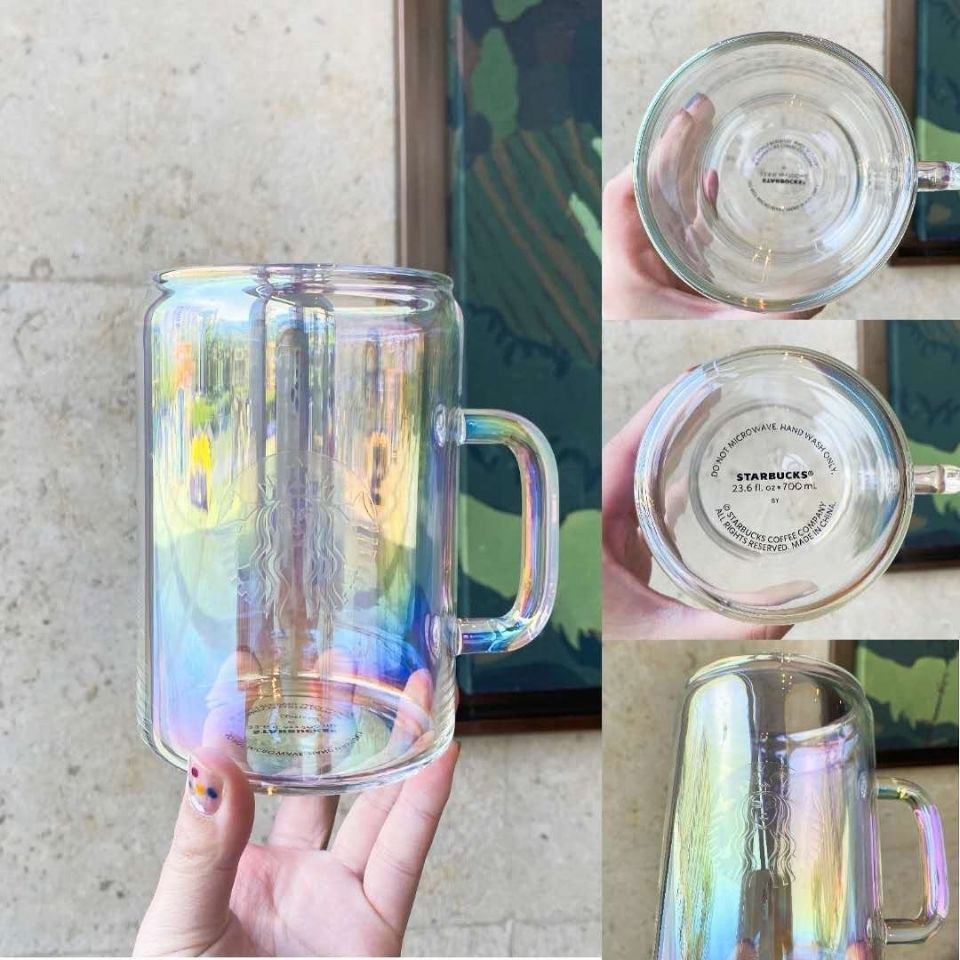 Starbucks Colour Aurora Glass Cup Cup Cá voi Nước nóng Cốc cà phê vẽ tay Cốc mây Mark Cup Cup sữa
