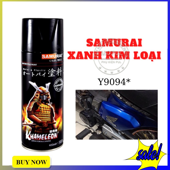 Combo 4 sơn Samurai màu xanh kim loại (gồm Y9094 - UCH210 - 3/124 - K1K - Giấy nhám P800)