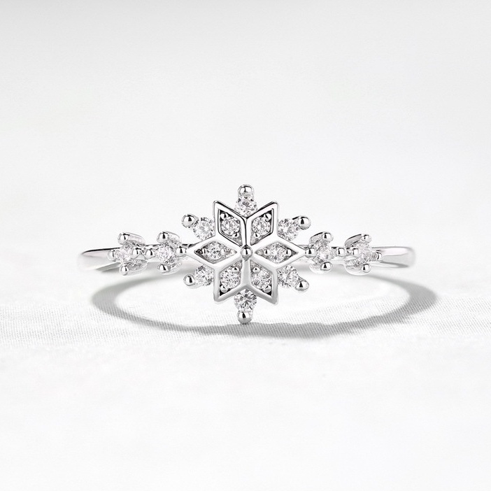 Nhẫn Đeo Tay Hoa Tuyết Trắng Giáng Sinh Bạc Ý S925 Nữ Tính Thanh Lịch N2651 Bảo Ngọc Jewelry