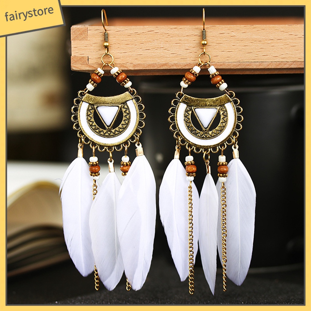 1 Đôi Bông Tai Lông Vũ Phong Cách Bohemia