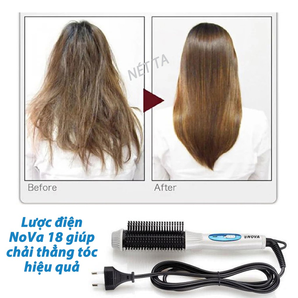 Lược điện làm tóc đa chức năng Nova 189 (Màu trắng và hồng)