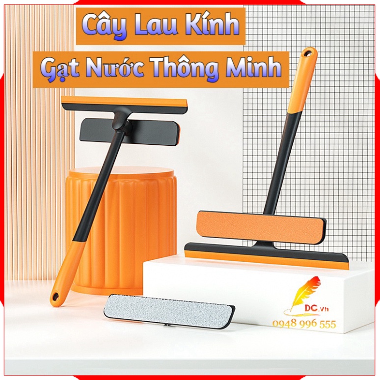 Cây Lau Kính Thông Minh 3 Chức Năng 2 Mặt Xoay 360 Độ - Dụng Cụ Gạt Nước Đa Năng Cao Cấp Tích Hợp Bàn Chải