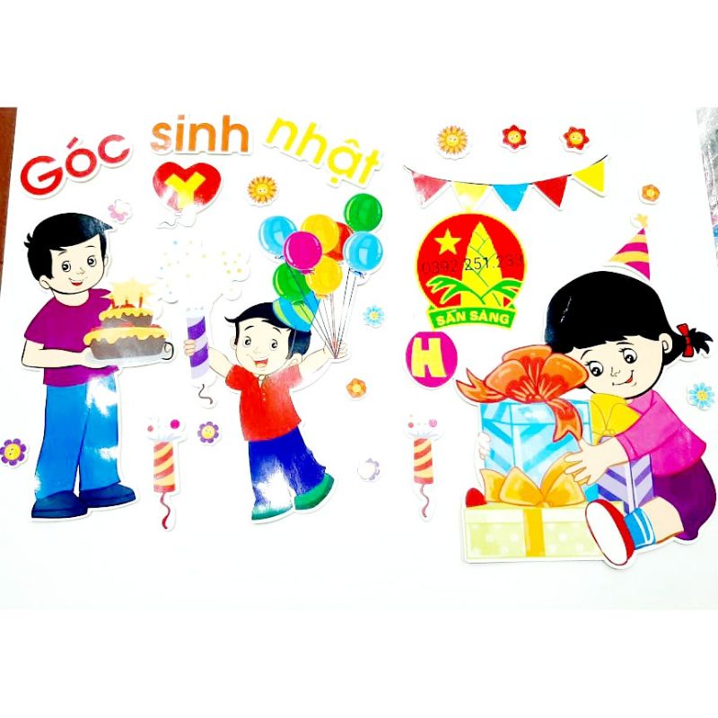 Tranh góc mầm non góc sinh nhật [ Xốp ép giấy bóng đẹp ]