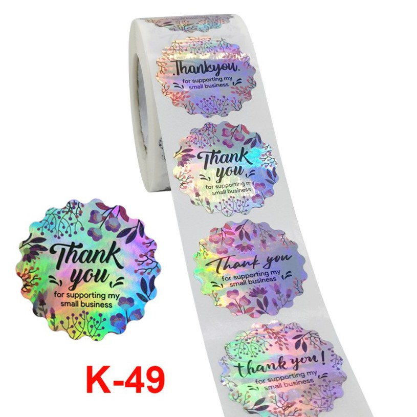 Cuộn 500 tem decal logo thank you kute