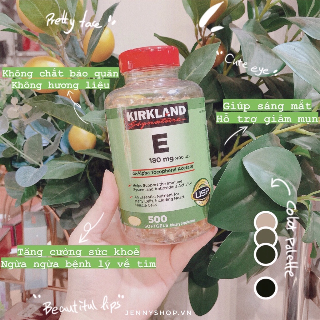 Viên Uống Bổ Sung Vitamin E 180mg 400IU Kirkland Hộp 500 Viên