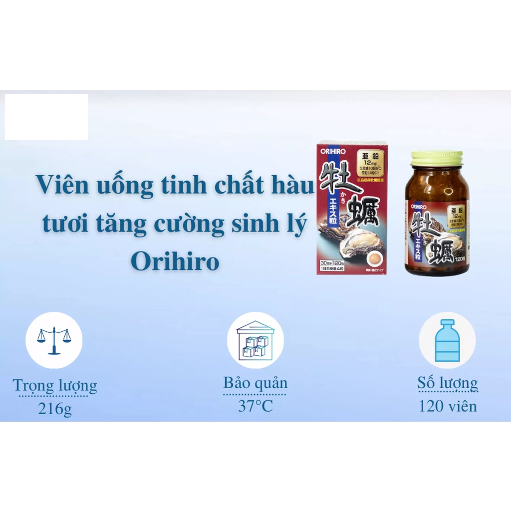 Tinh Chất Hàu Tươi Tăng Cường Sinh Lý ORIHIRO New Oyster Extract Tablets 120 viên nôi địa Nhật