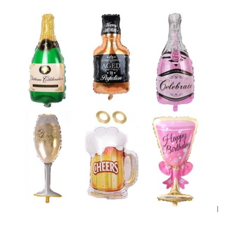 Bong bóng hình chai rượu ngoại sâm banh champagne, chai bia, ly rượu, ly bia, phụ kiện trang trí sinh nhật và tiệc cưới