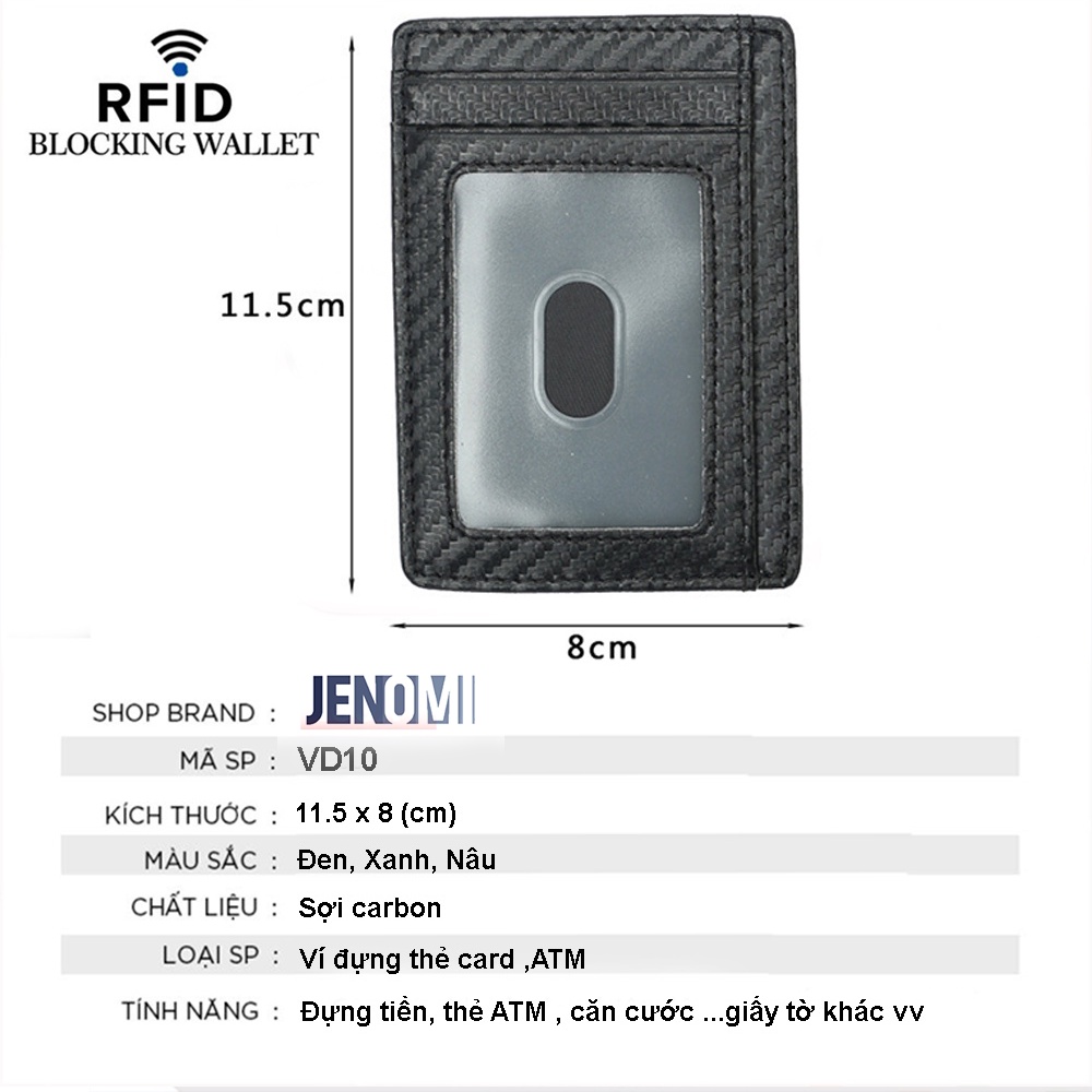 Ví Nam đựng thẻ dáng đứng, Bóp nam bằng sợi carbon thông minh chống RFID MSP đựng Name Card, CMND, GPLX tiện lợi