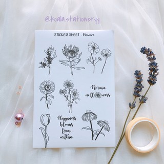 Bullet Journal Sticker - Hoa dại - Đen