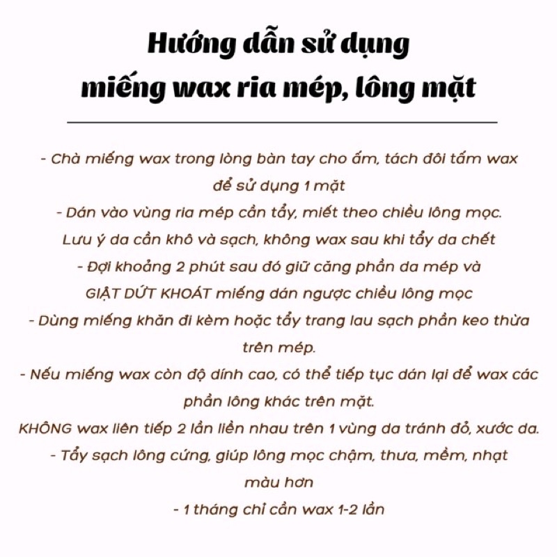 [CÓ CHE TÊN] Tẩy lông mặt Veet, Wax Ria Mép, Miếng dán wax lông Veet cho mặt, hộp 20 miếng tặng 4 gói giấy dưỡng