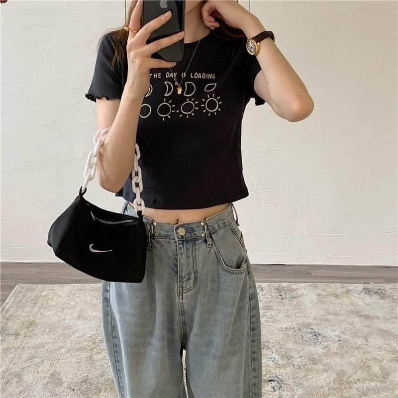 Áo croptop rua mặt trắng, mặt trời KA6