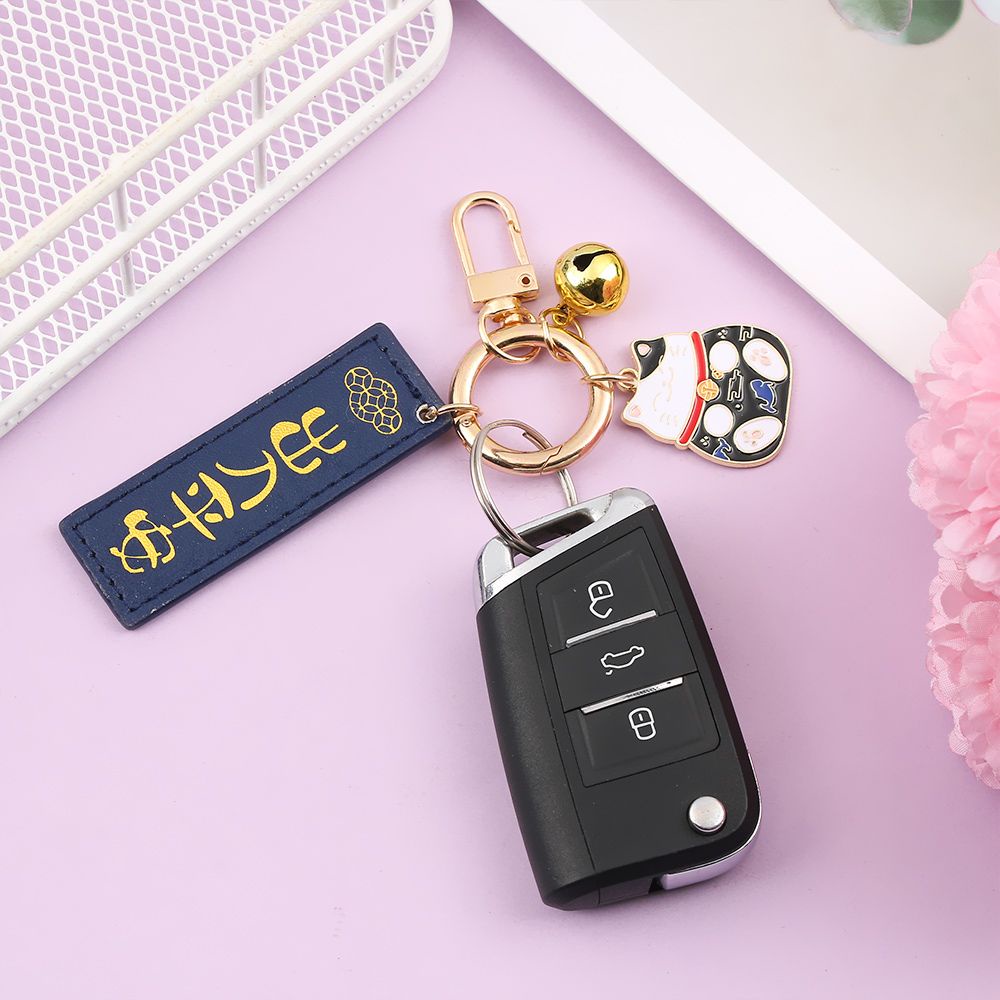 Vòng chìa khóa mèo may mắn dễ thương Mặt dây chuyền chìa khóa xe hơi