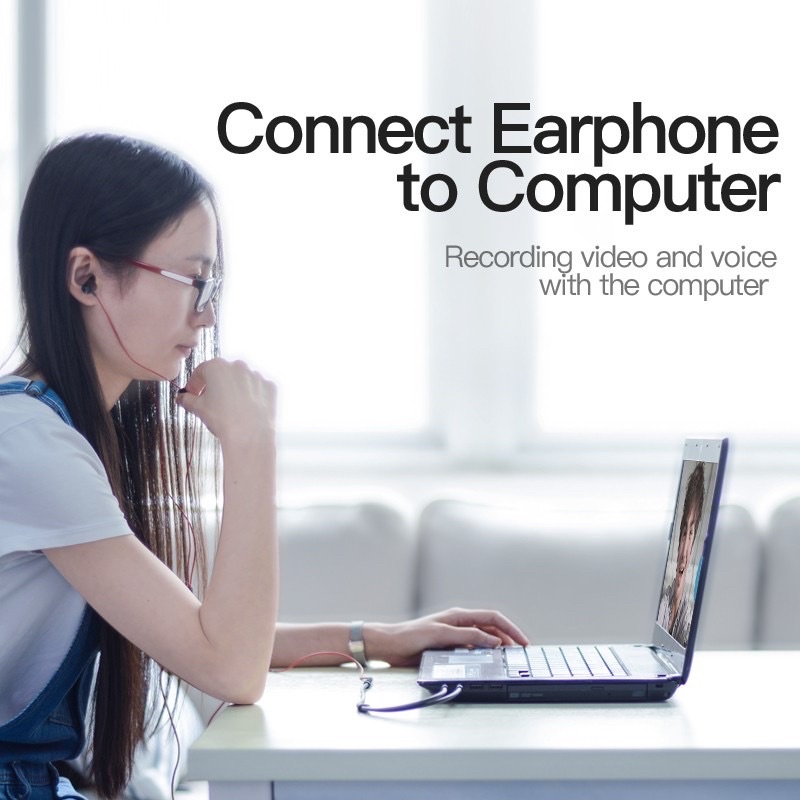 Dây chia 2 cổng âm thanh 3.5mm (chia tai nghe và mic) hàng DIY