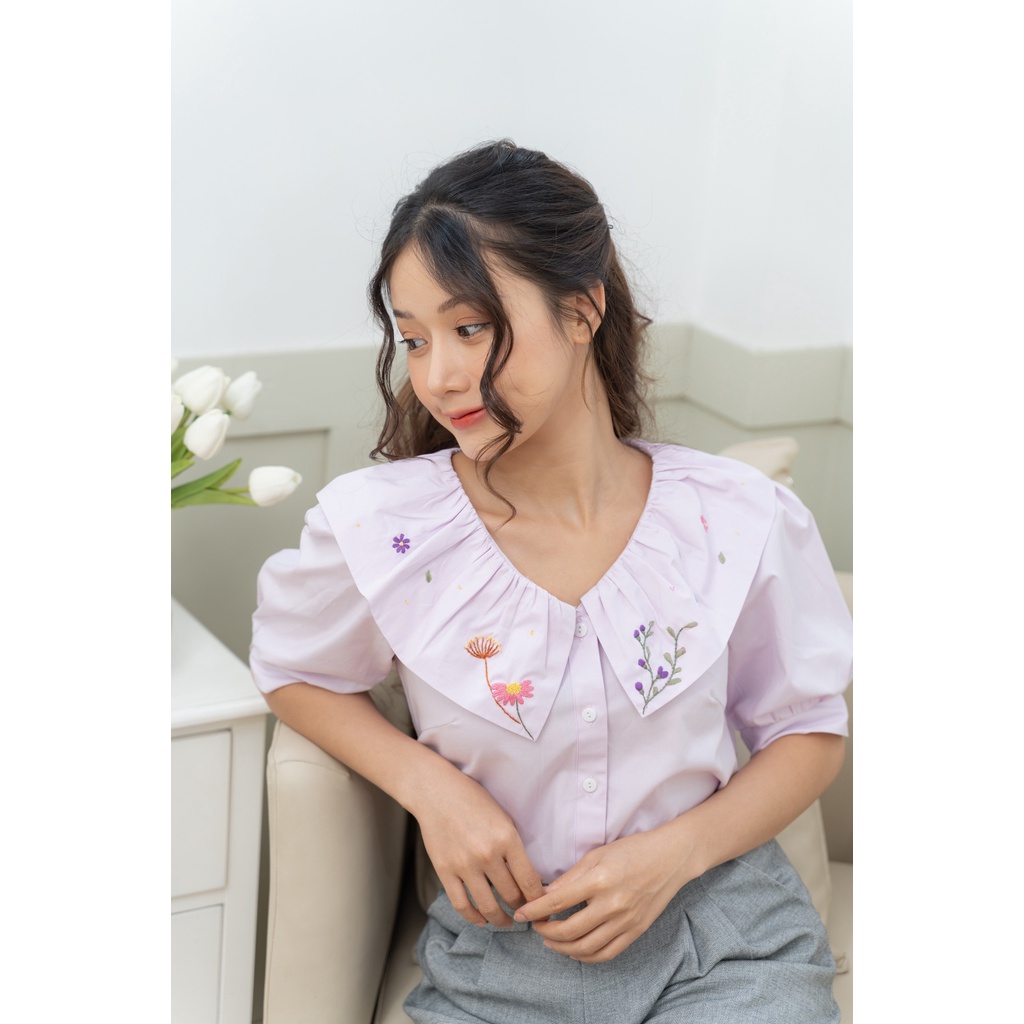 MINX - Áo Embroidery Rounded Blouse