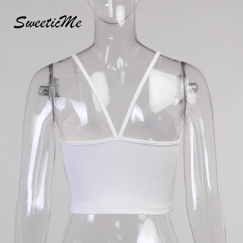 Sweeticme áo hai dây chéo lưng gợi cảm cho nữ 2021