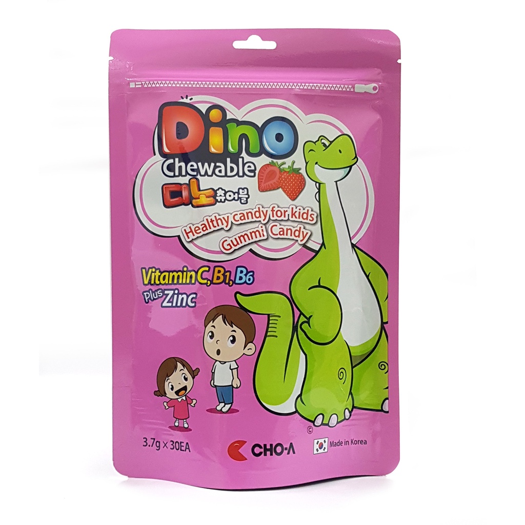 Kẹo Dâu Tây Bổ Sung Vitamin Dino Chewable Strawberry 1 GÓI 30 VIÊN