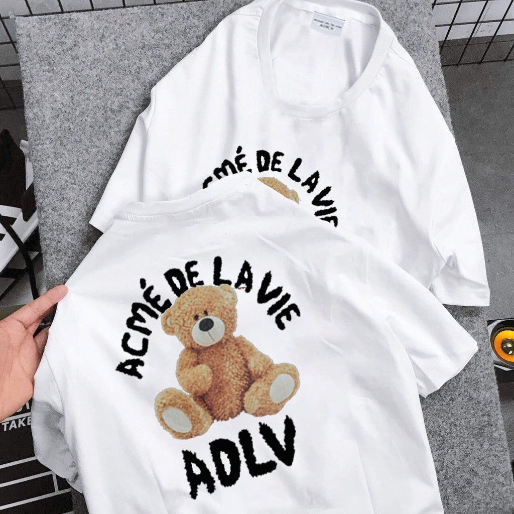 [Hàng Hiệu] Áo thun Tay Lỡ Unisex 100% Cotton ADLV In Hình Con Gấu Mới Nhất 2021 <3