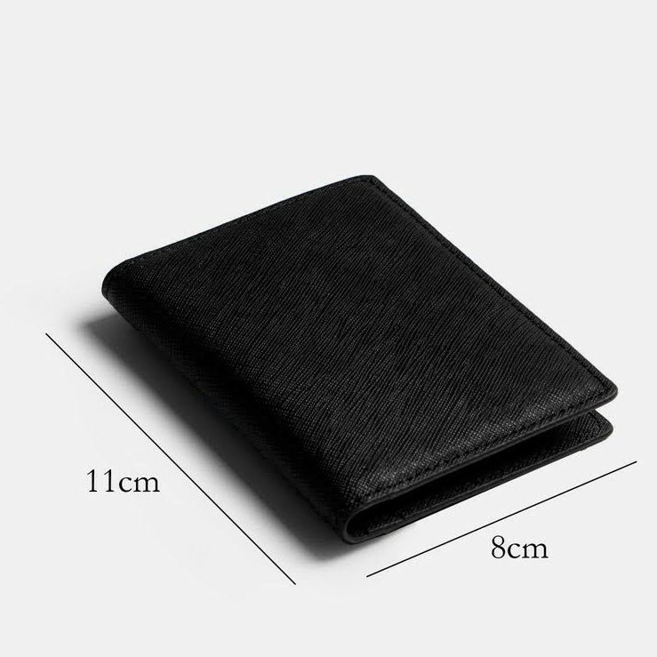 Bóp ví nam mini đựng thẻ card  da Taiga cao cấp 2 màu đen và xanh-Cam kết da thật 100%