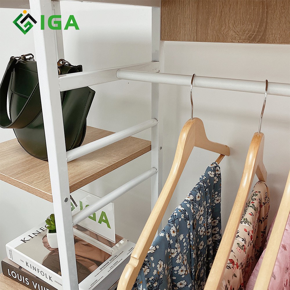 Tủ Kệ Treo Quần Áo Khung Sắt Kệ Gỗ L Hanger Thương Hiệu IGA GM08