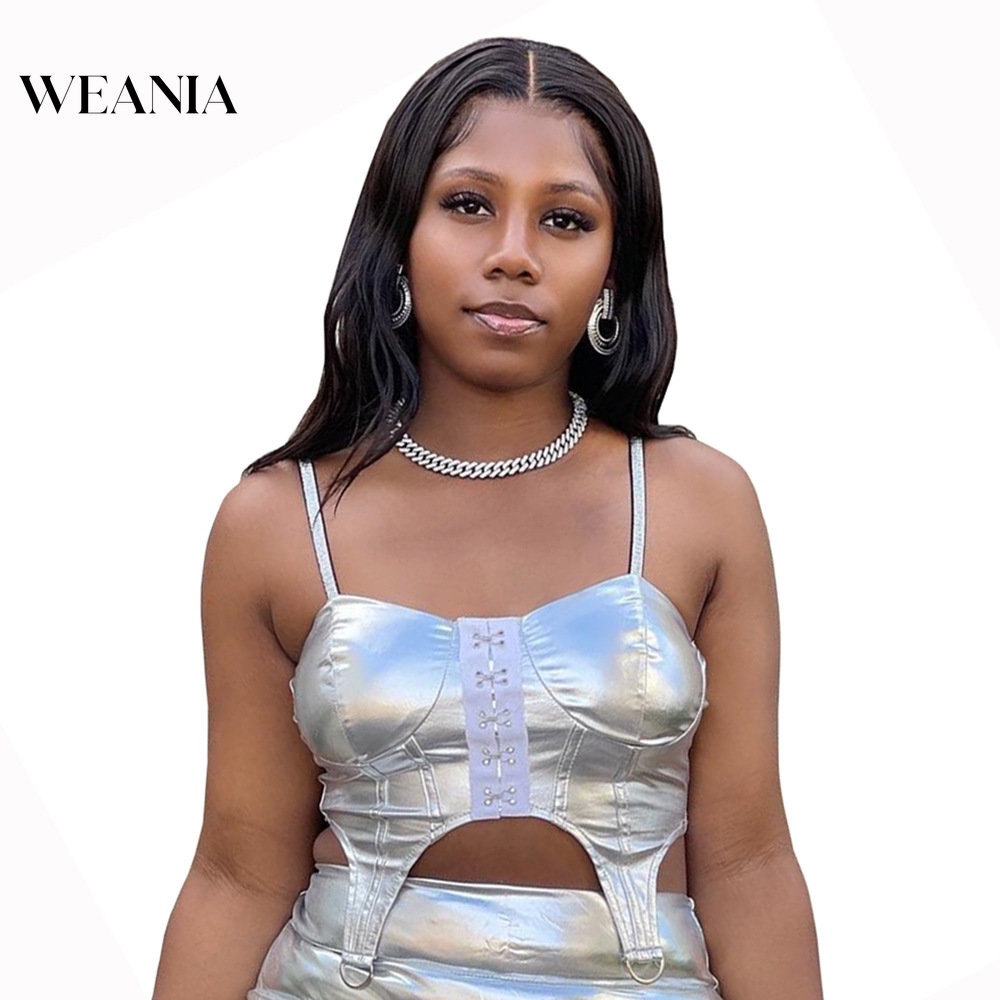 Áo Croptop Da Pu Phối Khóa Thiết Kế Lệch Tà Quyến Rũ Cho Nữ