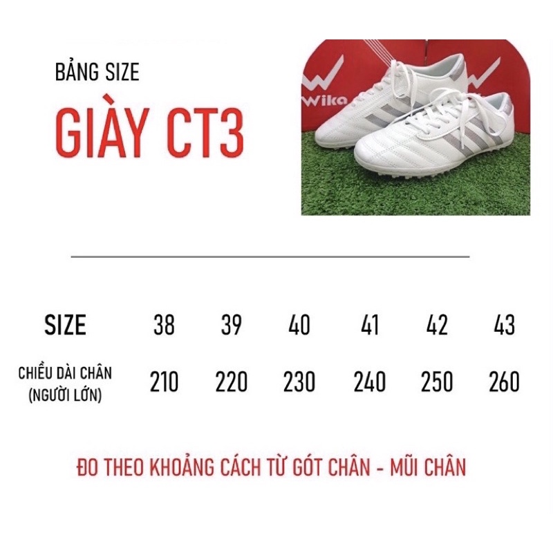 Giày 3 sọc đá bóng nam Ct3 bóng đá sân cỏ nhân taọ