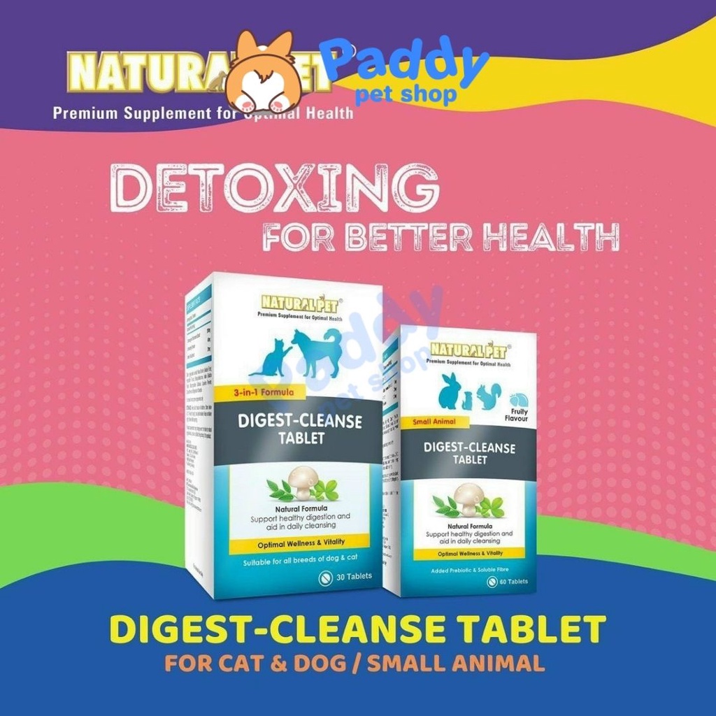 Viên Hỗ Trợ Tiêu Hóa, Thải Độc Ruột Cho Chó Mèo Natural Pet Digest Clease (Hộp 30 viên)