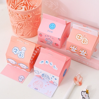 Ins creative milk box note book girl student's take out box post it note paper set