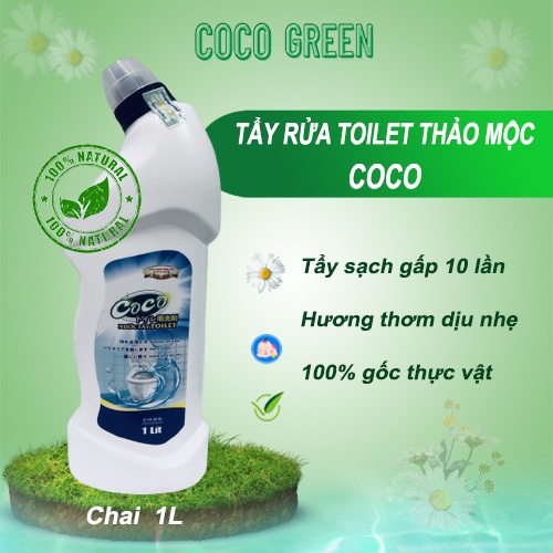 Tẩy rửa bồn cầu CoCo 1L thành phần 100% tự nhiên hiệu quả gấp nhiều lần nước tẩy toilet thông thường