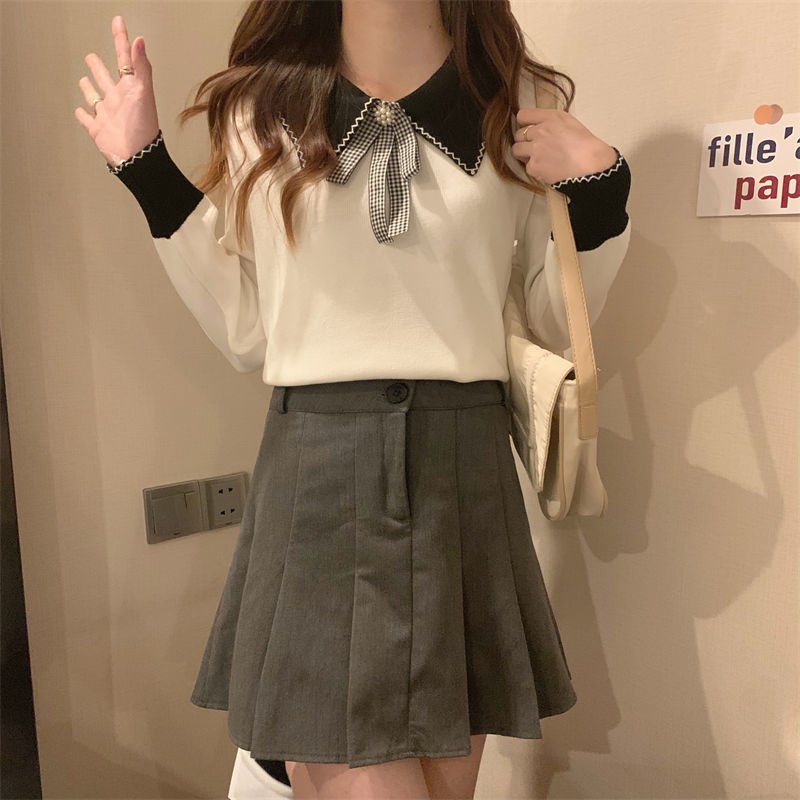 Áo Dệt Kim Dáng Ôm Đính Nơ Thời Trang Mùa Thu Hàng Mới Dành Cho Bạn Nữ