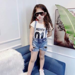 Set yếm jean bé gái