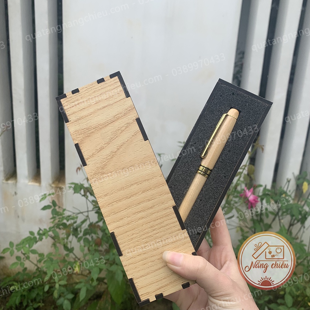 Hộp đựng bút bằng gỗ có lót xốp - Khắc tên theo yêu cầu