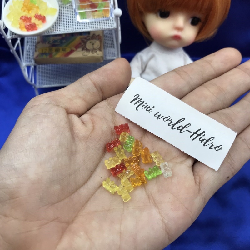 Set kẹo gấu dẻo mini dùng cho búp bê trang trí nhà búp bê Barbie, BJD tí hon tỉ lệ 1/8, 1/12. Dollhouse, Miniature