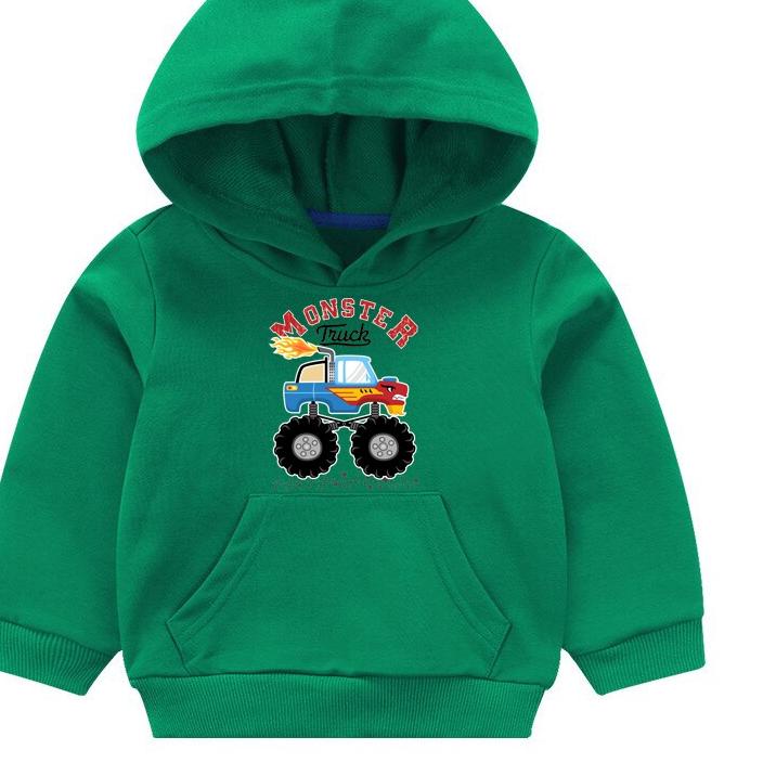Áo Hoodie Họa Tiết Xe Tải Quái Vật Euk7 Cho Bé 1-6 Tuổi