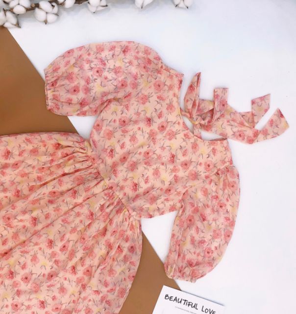 Đầm hoa hồng nơ lưng