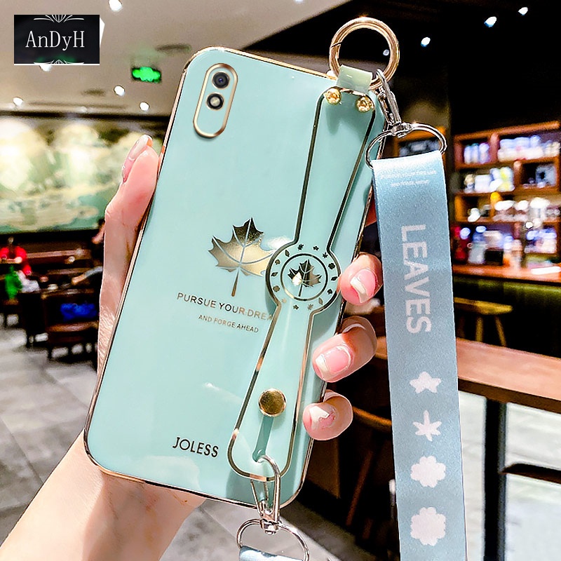 Ốp Điện Thoại Hình Lá Phong Có Dây Đeo Cho Xiaomi Redmi 9A