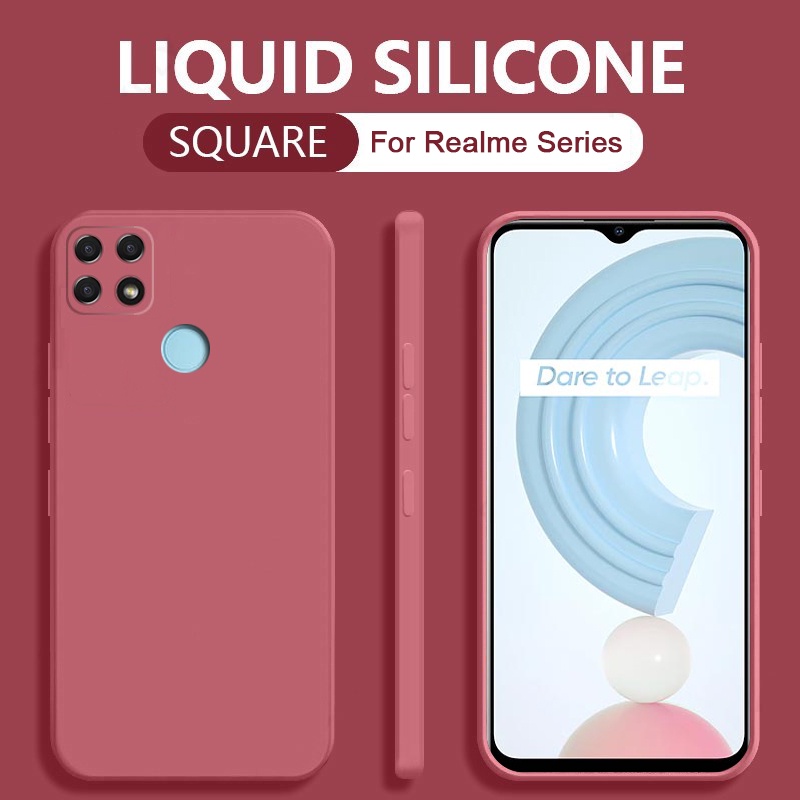 Ốp điện thoại mềm cạnh vuông màu trơn cho Realme C3 C11 C15 C20 C21 C21Y C25Y Narzo 20 30A 50A 50i