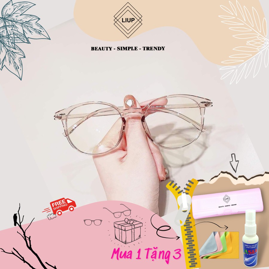 Gọng kính cận nam nữ mắt tròn nhựa dẻo Liupeyewear 215 nhiều màu đen, trắng, hồng, dáng dễ đeo chống gãy