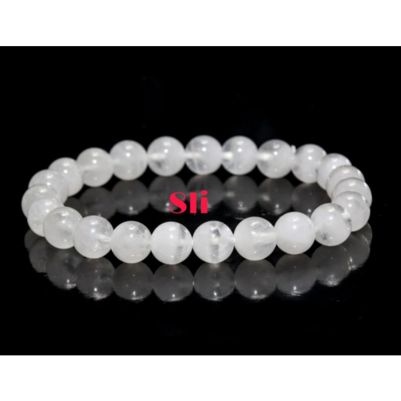 Vòng tay đá màu trắng 8li 10li 12li thanh tẩy năng lượng tiêu cực