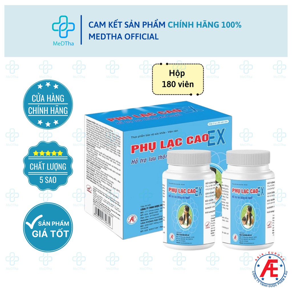 Phụ Lạc Cao EX - Hỗ Trợ Lưu Thông Khí Huyết, Điều Hòa Kinh Nguyệt (Hộp 90 viên/180 viên [Chính Hãng]