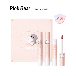 Set hộp quà son kem pink bear x peach cat 3 cây