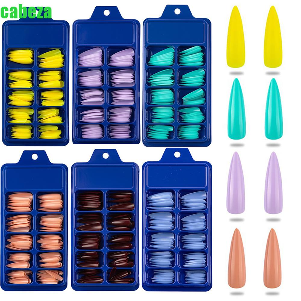 (Hàng Mới Về) Set 100 Móng Tay Giả Acrylic Dài Hình Oval Diy