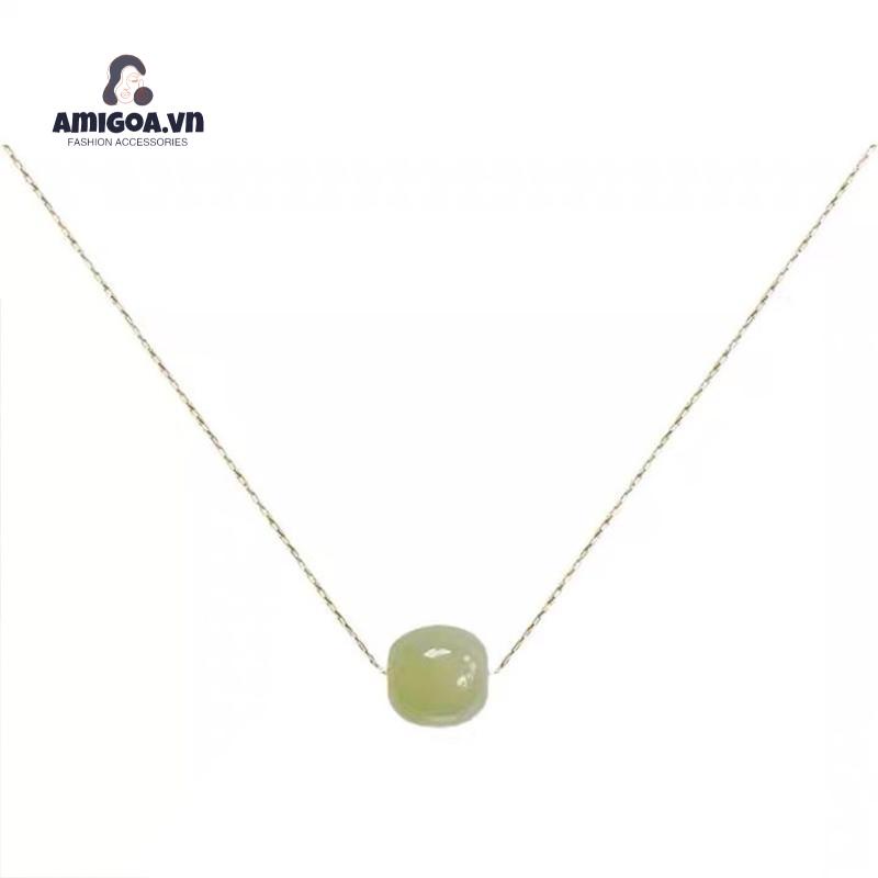 ✨✨Vòng cổ Hạt Ngọc Bích Ba Thế Giới May Mắn Cao Cấp Phong Cách Cổ Điển Sang Trọng Cho Nữ