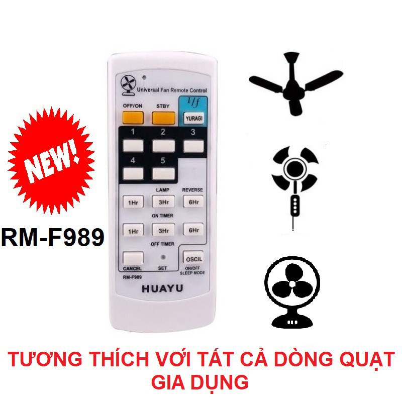 Điều khiển quạt đa năng RM-F989 HUAYU dùng khiển cho các dòng quạt bàn, quạt treo tường, quạt trần ...