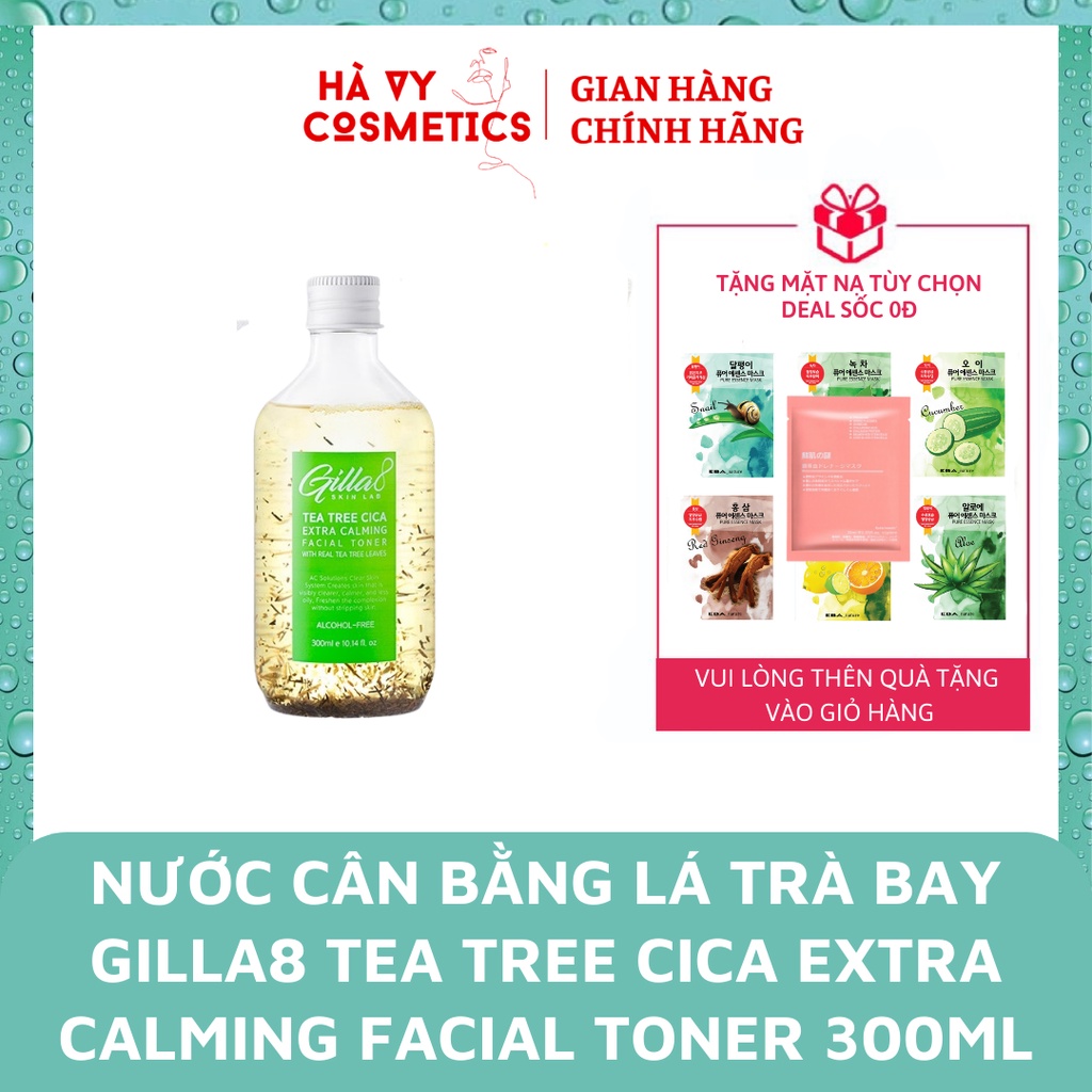 [Mã 153FMCGSALE1 giảm 10% đơn 250K] Nước cân bằng lá trà bay GILLA8 Tea Tree Cica Extra Calming Facial Toner 300ml