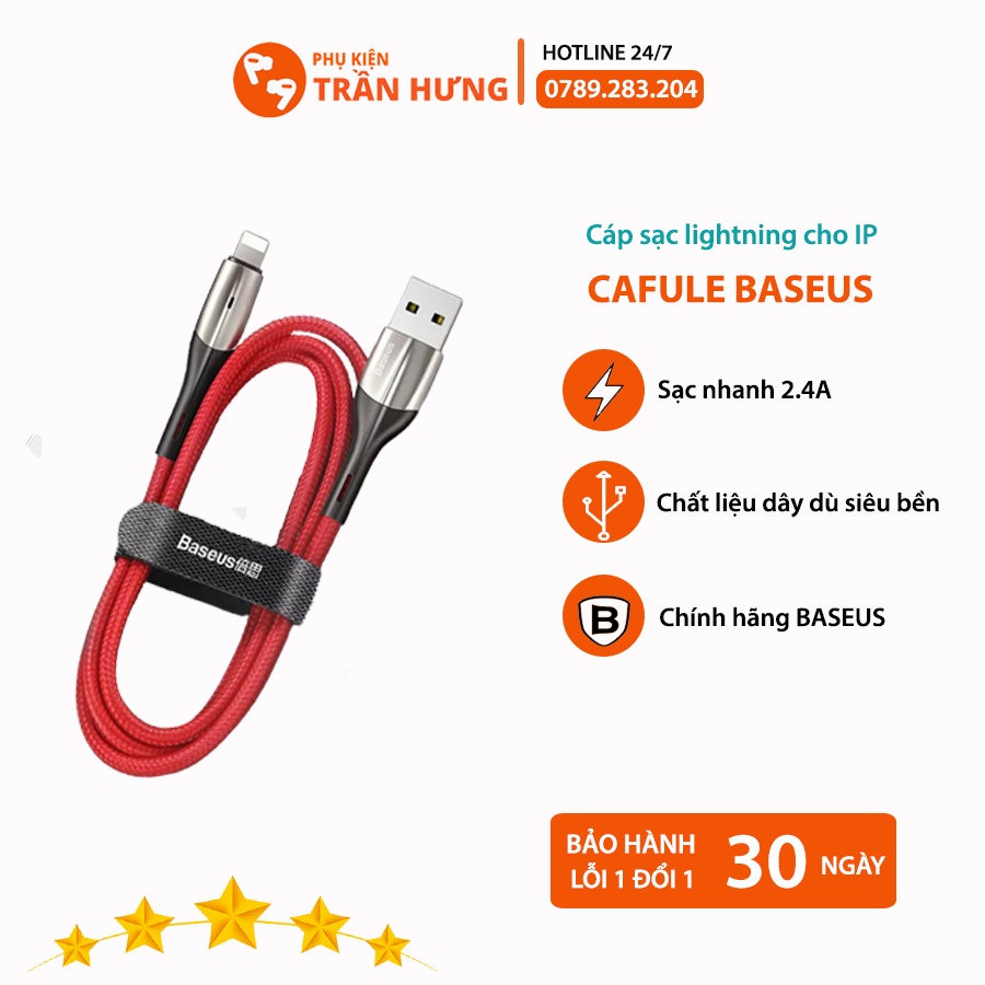 Cáp Sạc Nhanh iPhone Baseus Cafule | Cáp Sạc Baseus Cho iPhone | Siêu Bền | An Toàn | Bảo Hành 12 Tháng - Lỗi 1 Đổi 1