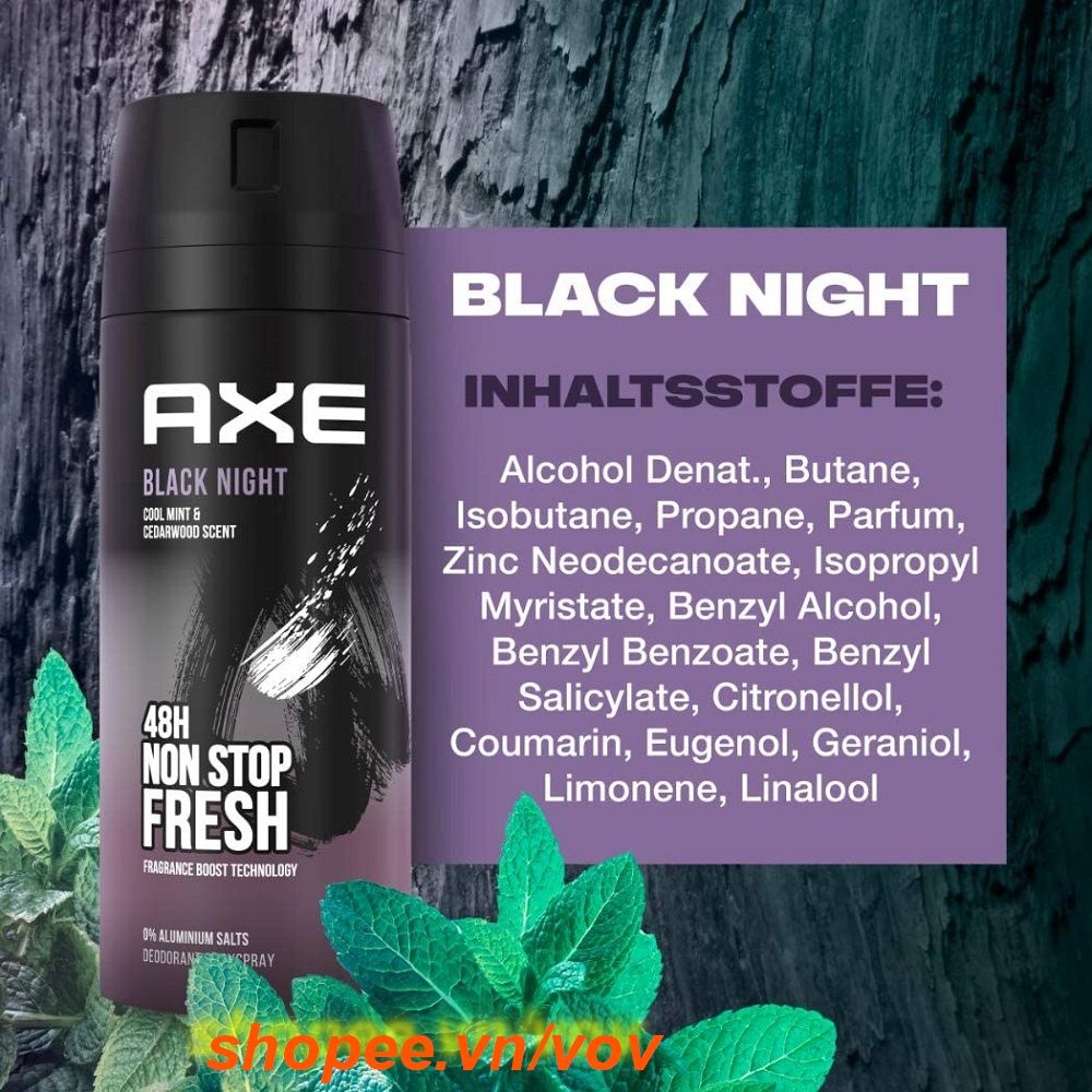 Xịt Khử Mùi 150Ml Axe Non Stop Black Night, Vov Cung Cấp & Bảo Trợ.