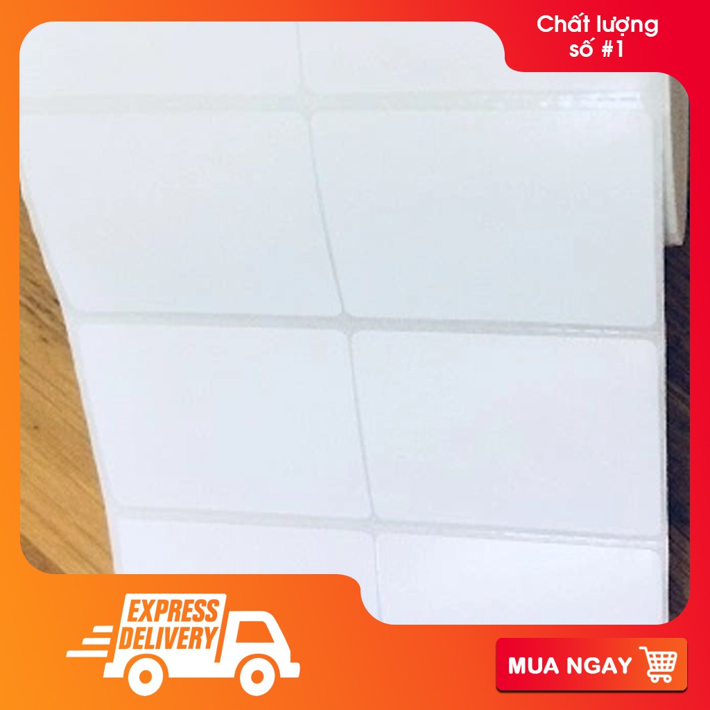 Giấy in tem decal 1 hàng 2 tem khổ 50x40mm - Decal thường 5x4cm cuộn 50m 2.230 tem